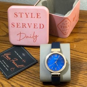 Fossil Madeline Navy blue leather watch